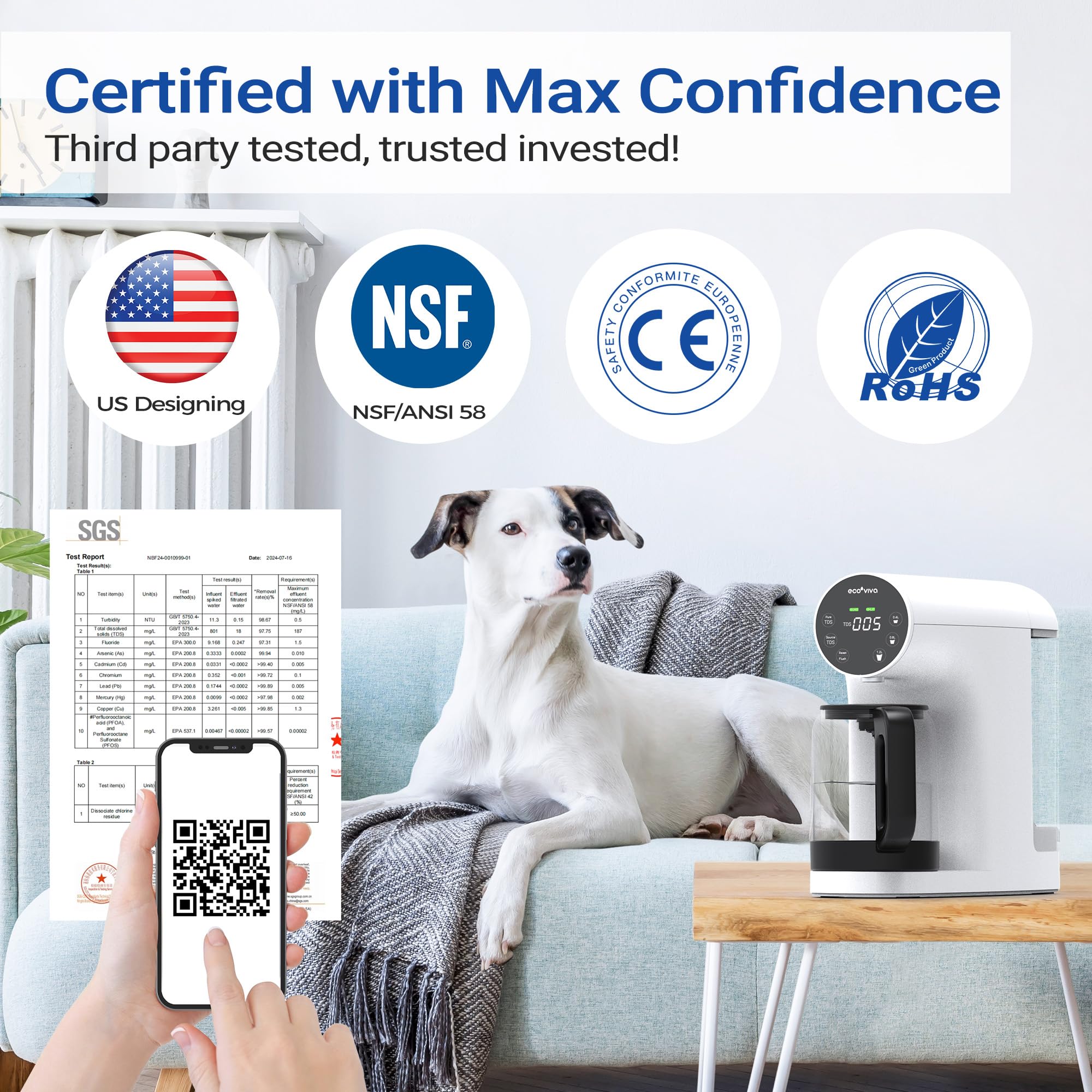 浄水器 カウンタートップ式 ブラック Amazon | Ecoviva カウンタートップ逆浸透システムRO浄水器、5段階ろ過